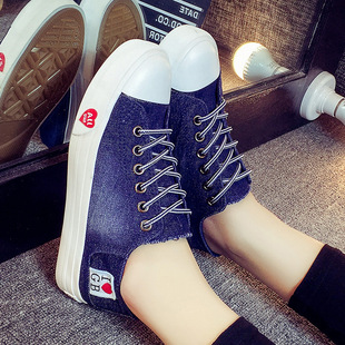 2015秋季新款韩版时尚水洗牛仔低帮帆布鞋学生鞋子潮女帆布鞋