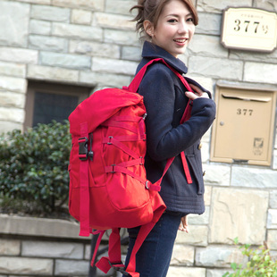 背包2013新款潮女 韩版帆布双肩包学院风女大容量男 书包旅行包