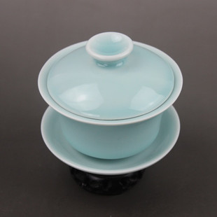 龙泉青瓷泡茶盖碗陶瓷盖碗茶杯功夫茶套装配件个人茶碗大号三才碗