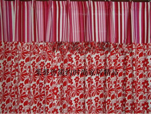 红色大花中国风款 简约加厚纯棉帆布布艺窗帘 遮光 定做窗帘