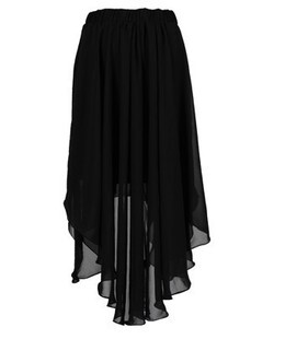 复古长裙 韩版不规则前短后长垂品质雪纺长裙 半身裙高腰特价包邮
