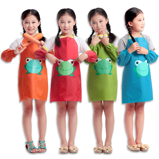 可爱韩版儿童防水围裙袖套画画衣宝宝围兜吃饭衣罩衣幼儿围裙套袖