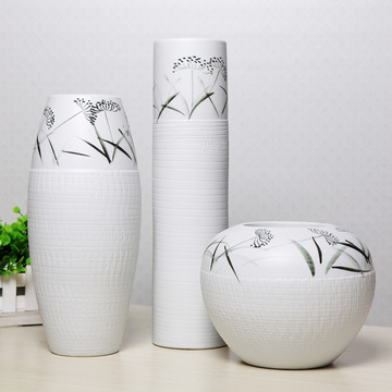 欧式时尚家居装饰品现代工艺品摆件 陶艺三件套陶瓷器花瓶摆设品
