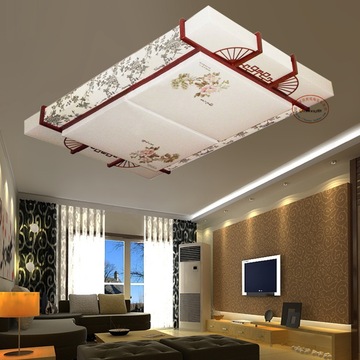 中国风 中式日韩 客厅灯书房灯卧室灯 长方形羊皮LED大吸顶灯