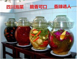 无铅玻璃泡菜坛子 透明加厚泡菜缸厨房密封腌菜缸大号玻璃瓶