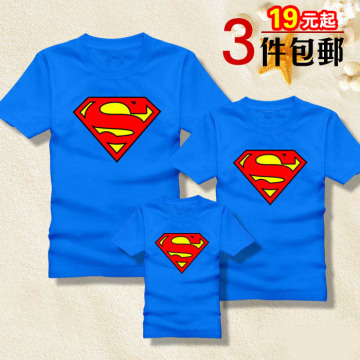 大码Superman 超人亲子装夏装套装家庭装父子装短袖纯棉T恤衫特价