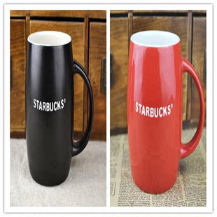 包邮星巴克杯子正品酒桶马克杯咖啡杯陶瓷杯子创意水杯红黑英文刻