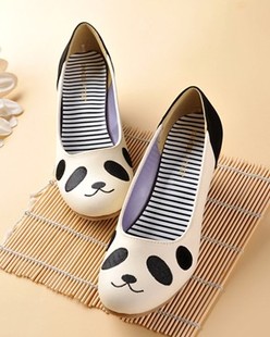 13最新可爱熊猫女单鞋杂志款萌系可爱公主鞋