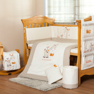 高档婴儿床上用品全棉七件套可拆洗床品床单套件宝宝床围专柜包邮
