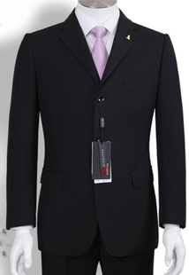 西服套装 男士黑色修身商务正装3扣西装 大码职业装包邮