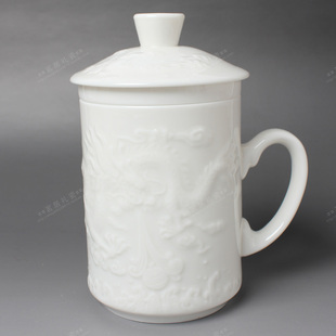 茶杯 德化玉瓷杯 白瓷个人杯 陶瓷办公杯 三件套杯子