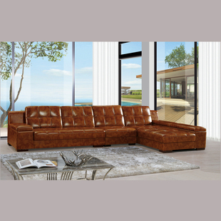 左右 韩式沙发 真皮沙发进口头层黄牛皮 客厅组合多功能储物沙发