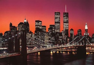 正版香港图美TOMAX高级智力拼图300片 纽约布鲁克林大桥夜景 夜光