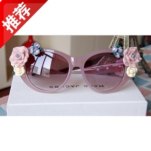 2014新款潮时尚欧美巴洛克夏日风海滩立体花朵墨镜个性女士太阳镜