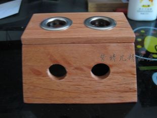 双孔艾灸盒 艾灸盒实木 温灸器/温灸盒 纯天然橡木双孔艾灸盒
