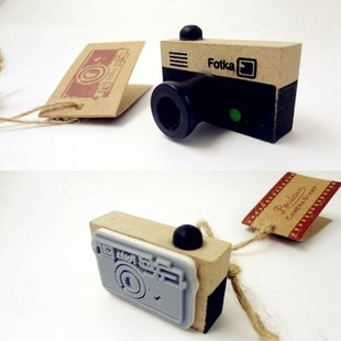 韩国复古照相机印章 DIY可爱原木头印章 相册日记必备