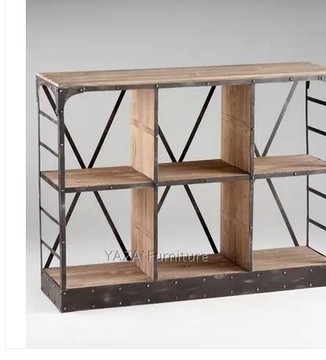 美式复古工业LOFT风格 实木书柜做旧铁艺 书架 置物架 搁物架