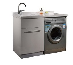 贝力克卫浴 120厘米PVC洗衣柜人造石盆单盆带搓衣板6017放洗衣机