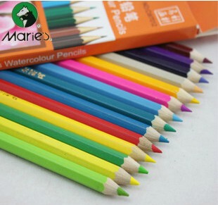 正品马利牌12色24色36色水溶性彩色铅笔水溶彩铅无毒环保水彩画笔