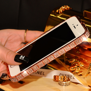 iphone6手机壳水钻 苹果6plus金属边框镶钻5.5寸外壳女保护套潮5s