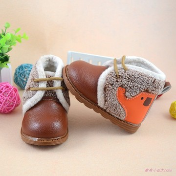 新款冬季宝宝棉鞋 大象图案保暖加棉牛筋底防滑学步鞋儿童棉鞋