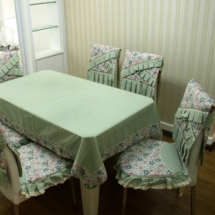 假日风情 清新绿桌布 布艺 田园全棉餐桌布台布椅套椅垫椅子套装