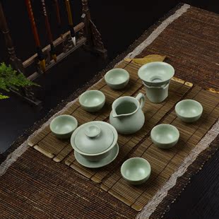 【汝窑茶具】天青月白2色功夫茶具套装 紫砂 哥窑 冰裂釉高白瓷