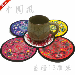满百包邮布艺刺绣杯垫套装中国风小礼品碗垫创意隔热垫出国礼品
