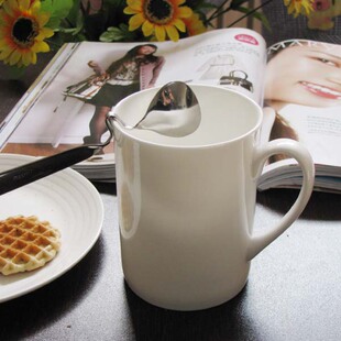 骨瓷马克杯纯白咖啡杯陶瓷杯随手杯子简约牛奶杯早餐杯经典