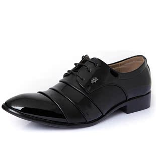 男士英伦男韩版正装 漆皮亮面皮鞋 商务工作鞋 时尚黑色欧版男鞋