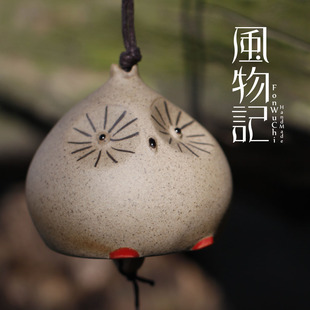 【风物记】纯手工粗陶陶瓷猫头鹰风铃 三种入