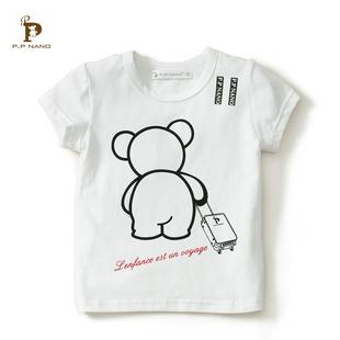 2015夏季 短袖T恤 巴黎熊童装 夏装 中大童印花童装纯棉T恤10款