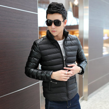 2015男士秋冬季外套新款棉衣立领夹克加厚潮男韩版修身羽绒服上衣