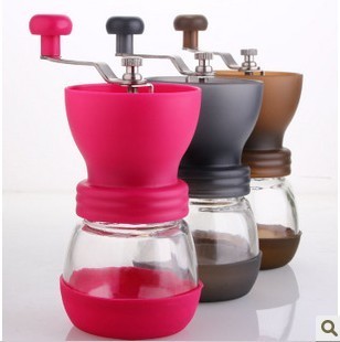 手摇磨豆机咖啡豆研磨机家用小型可水洗磨粉机玻璃陶瓷磨心批发
