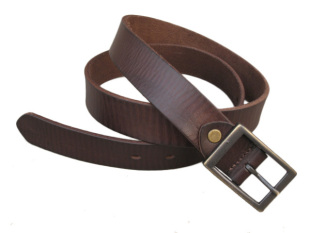 新款正品头层牛皮深棕色腰带 针扣皮带 7626做旧古铜带头