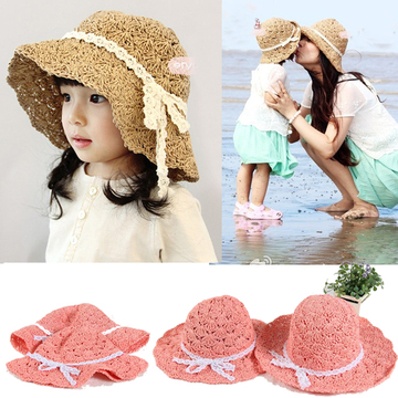儿童草帽包邮新款夏季亲子沙滩帽男女童女士遮阳盆帽凉透气防晒帽