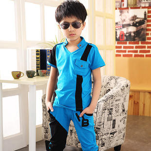 夏季新款韩版男童短袖套装儿童装中大童运动休闲小孩衣服两件套