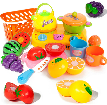 过家家玩具厨房玩具套装 仿真可切水果蔬菜篮 玩具切片水果切切看