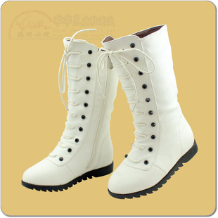 清仓特价2014冬季新款韩版女童靴子儿童棉鞋中筒靴棉靴白色马丁靴