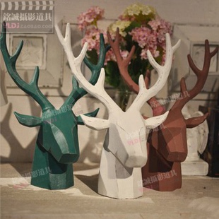 创意摆件 鹿头 服装店橱窗装饰道具 陈列道具 咖啡馆树脂装饰品