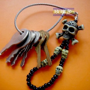 骷髅钥匙扣男士汽车钥匙链创意韩版钢丝钥匙圈挂件