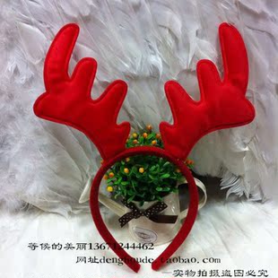 韩国进口儿童发饰 宝宝必备圣诞卖萌圣诞鹿角发箍 红色鹿角发卡
