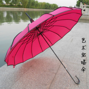 包邮单纯色长柄防紫外线伞复古宫廷风宝塔伞 雨伞 创意伞 公主伞