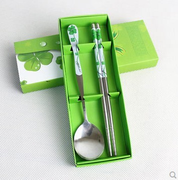 韩式不锈钢勺子筷子餐具 创意勺筷两件套装结婚回礼商务活动礼品