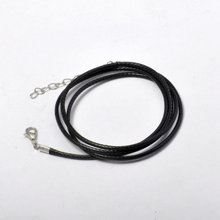 黑色腊绳链子 皮绳配链 钛钢扣头 牢固结实 TZ0026