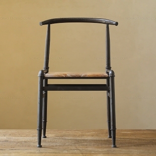 美式乡村高档餐椅实木家具椅铁艺椅子复古办公椅