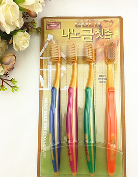 韩国牙刷成人 韩国纳米牙刷4支装 韩国进口牙刷双层软毛高档超细