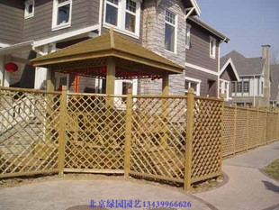 防腐木围栏 栅栏炭化木花箱木篱笆 院墙 网格围栏 可定做