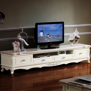 欧式大理石电视柜 象牙白玫瑰雕花实木1.6米1.8米2.4米定制电视柜
