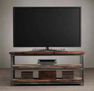 铁艺置物架 隔板架 复古矮柜 高档电视柜 做旧实木收纳架 美式